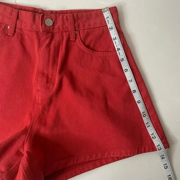 Over Rich Orange Denim High Waisted Shorts Size S - Picture 7 of 7